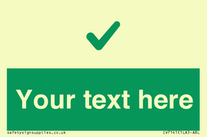 Custom green background, green tick sign